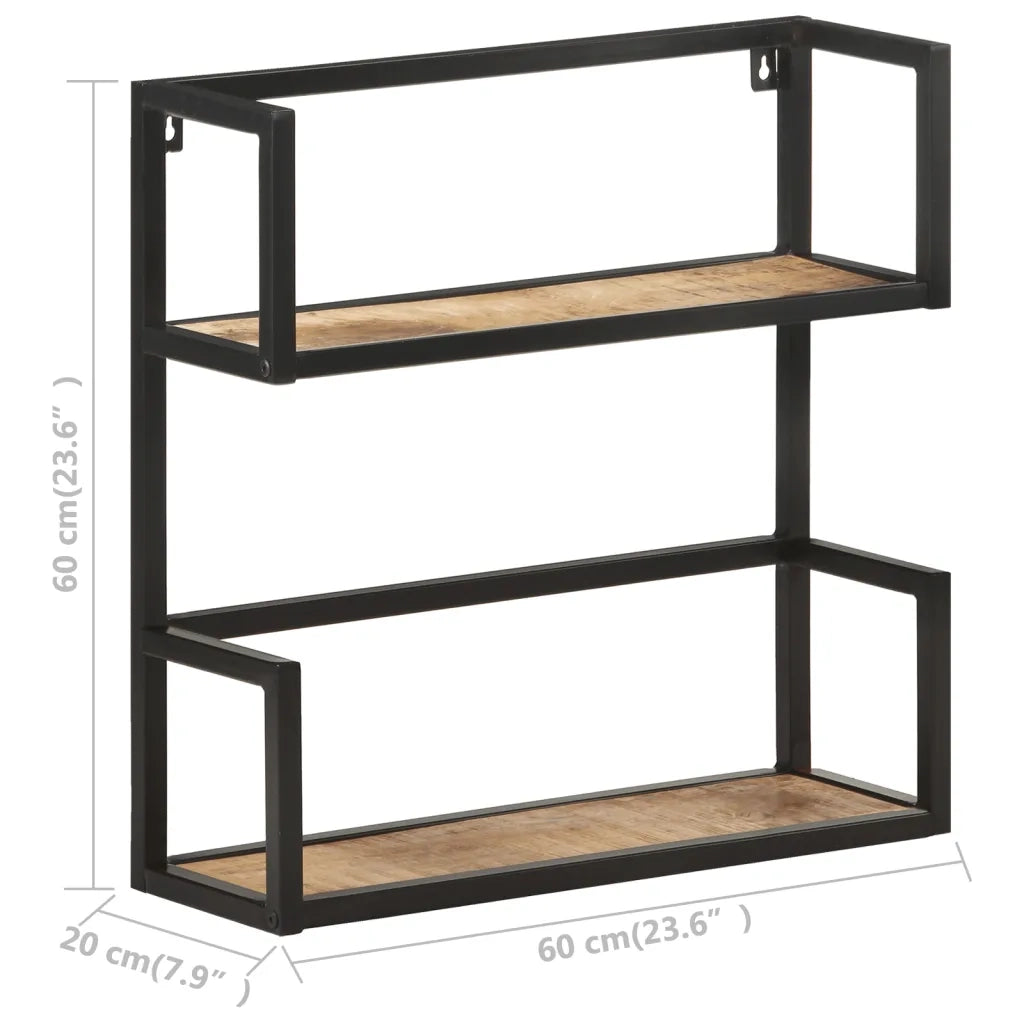 Scaffale a Muro 60x20x60 cm in Legno di Mango Grezzo 321076