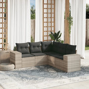Set Divano da Giardino 5pz con Cuscini Grigio Chiaro Polyrattan 3254889