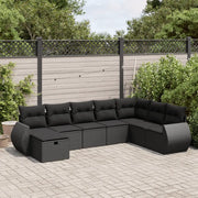 Set Divani da Giardino con Cuscini 8 pz Nero in Polyrattan 3325631