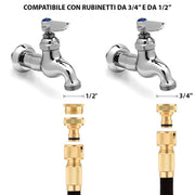 Bricozone Tubo da Giardino Estensibile con Raccordi in Ottone e Ugello 8 Funzioni Misura: 2.5 / 7.5 M