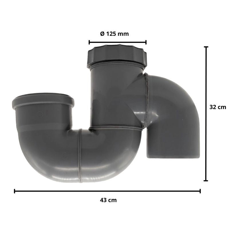 Sifone Verticale Chiuso in Polipropilene : Diametro - 125 mm ( tappo Ø 125 mm)