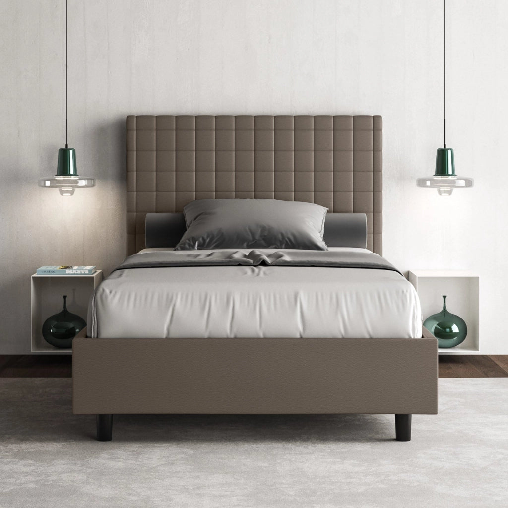 Letto Singolo 80x210 cm con Rete e Contenitore Sunny Cappuccino