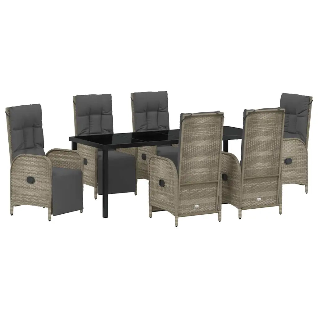 Set da Pranzo per Giardino con cuscino 7 pcs Grigio polyrattan 3380139