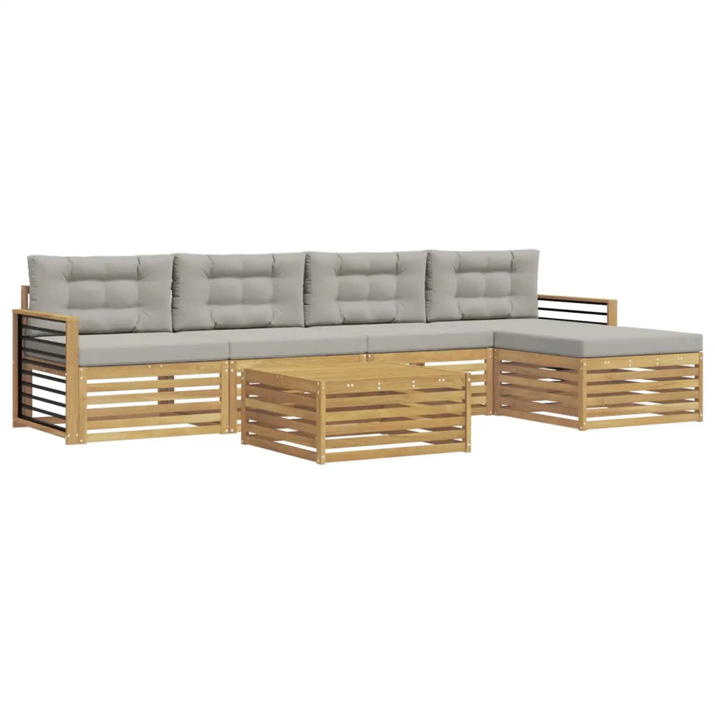 Set di divani da esterno 7 pcs Bianco e Grigio Chiaro 3390376