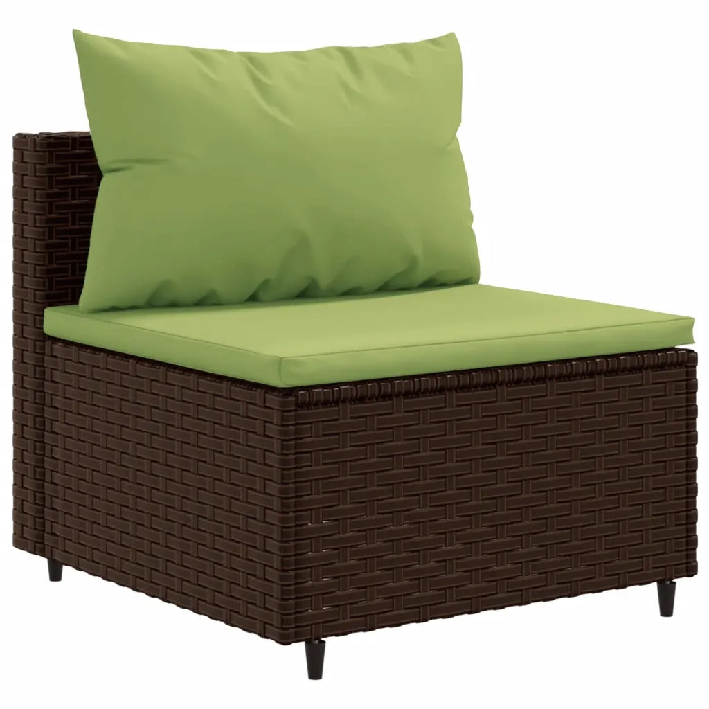 Set Divani da Giardino 10pz con Cuscini in Polyrattan Marrone 3308350