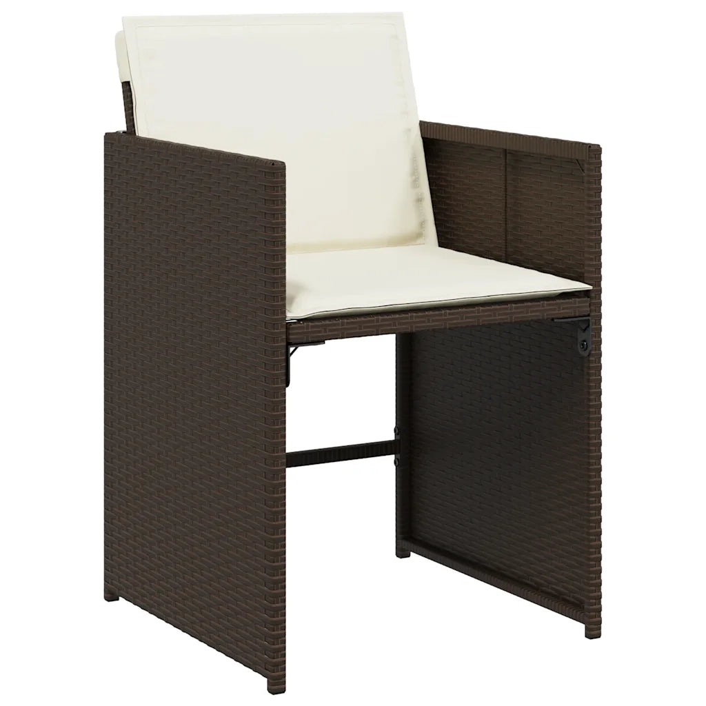 Set da Pranzo da Giardino 13pz con Cuscini Marrone Polyrattan 3211221