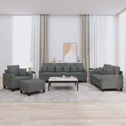 Set di Divani 4 pz con Cuscini Grigio Scuro in Tessuto