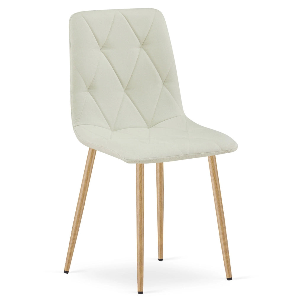 Set di 2 sedie Libra in tessuto beige e gambe effetto legno