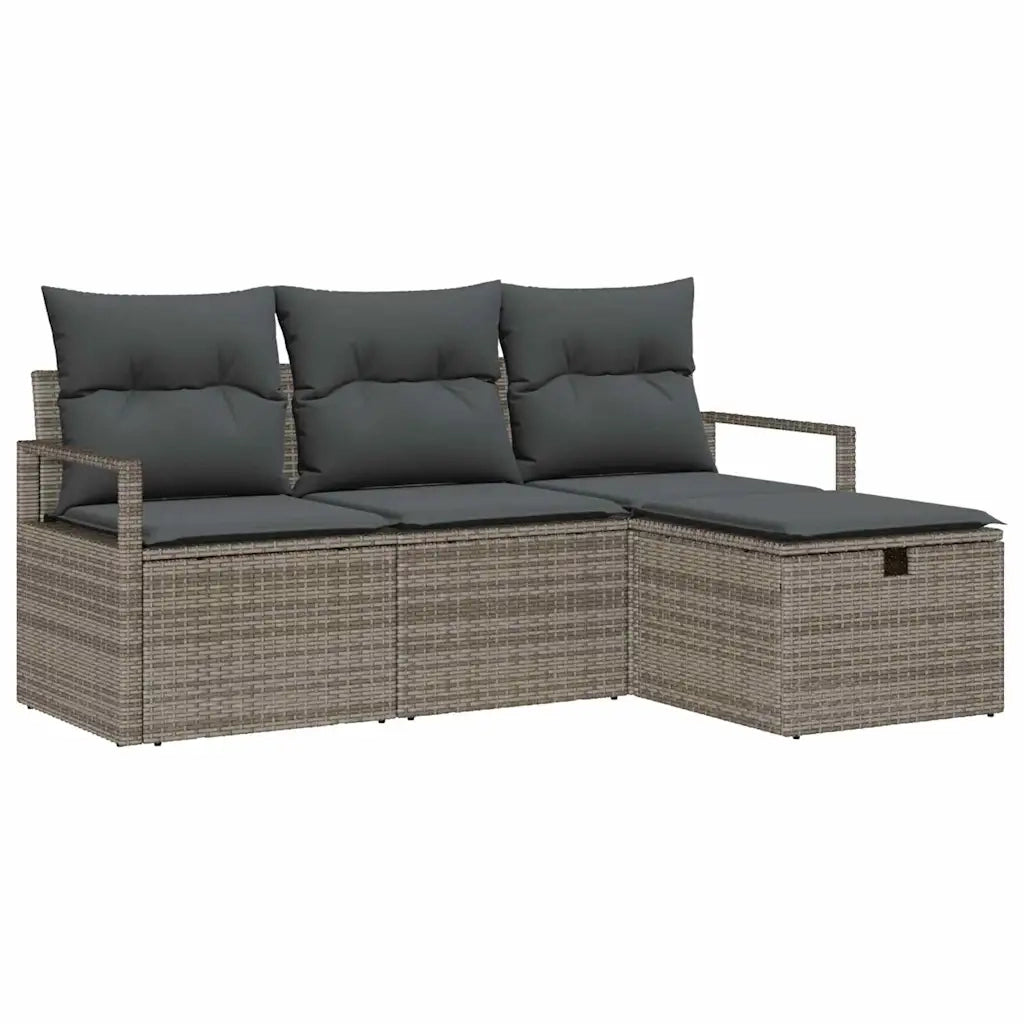 Set di divani con cuscino 4 pcs Grigio polyrattan 3359148