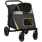 Passeggino/carrozzina per cani, pieghevole con cuscino e guinzagli di sicurezza, passeggino per gatti con finestra in rete e tasca laterale,