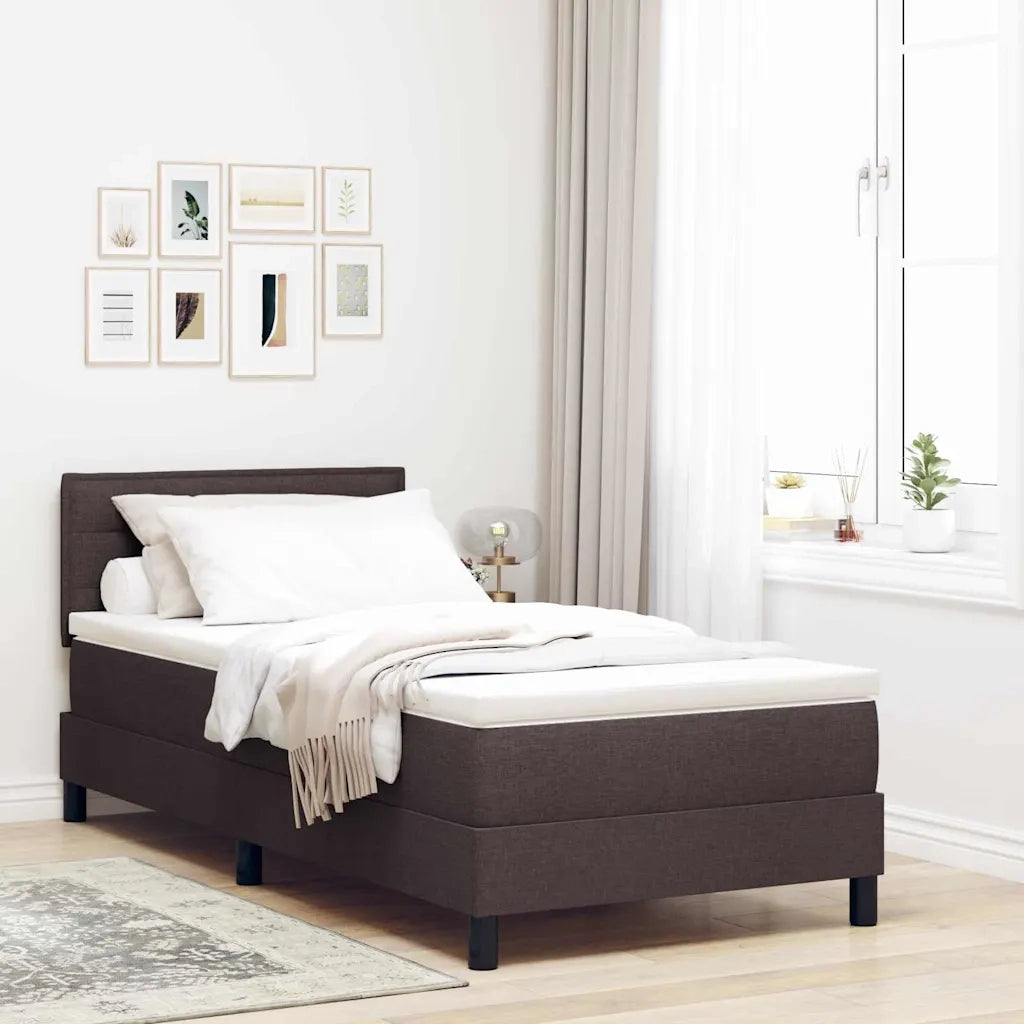 Letto a molle con testiera Marrone Scuro 90 x 200 cm Tessuto 3338583