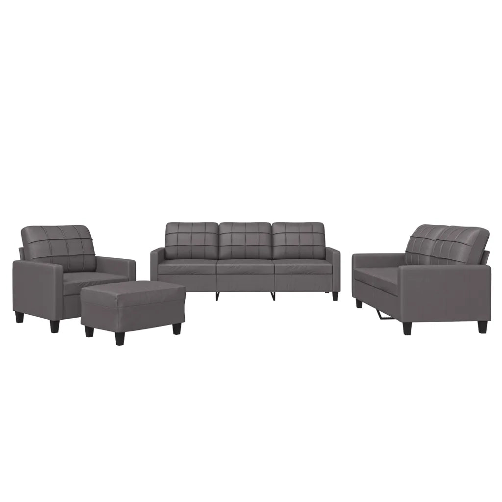 Set di Divani 4 pz con Cuscini Grigio in Similpelle
