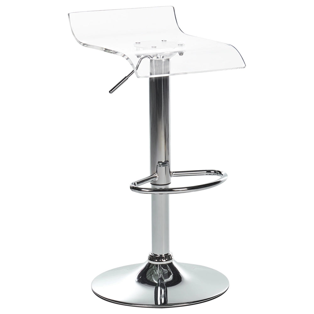 Set di 2 sedie da bar girevoli in acrilico trasparente gambe in metallo argentato regolabile in altezza stile moderno