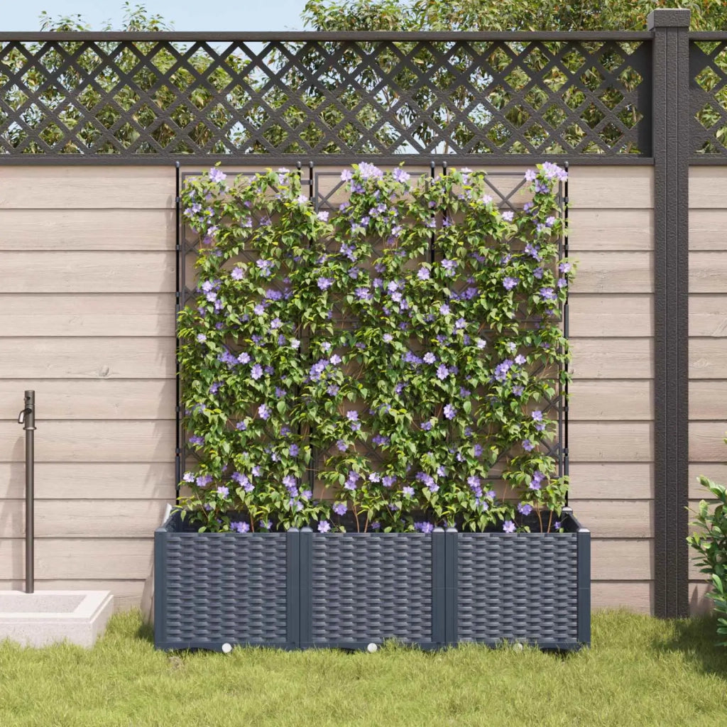 Vaso da giardino 3 pcs Grigio 120 x 40 x 143 cm Plastica 42002863