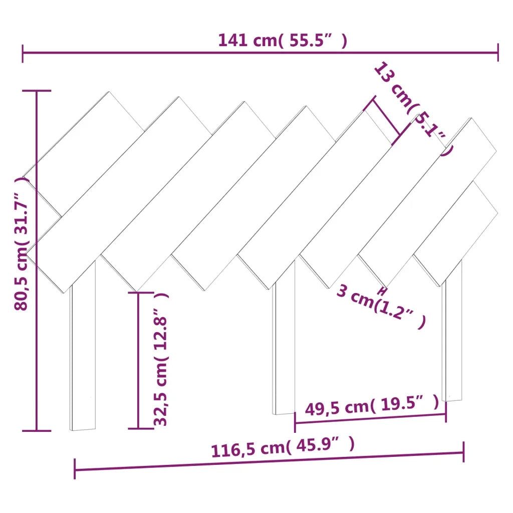 Testiera per Letto Bianca 141x3x80,5 cm Legno Massello di Pino 819221