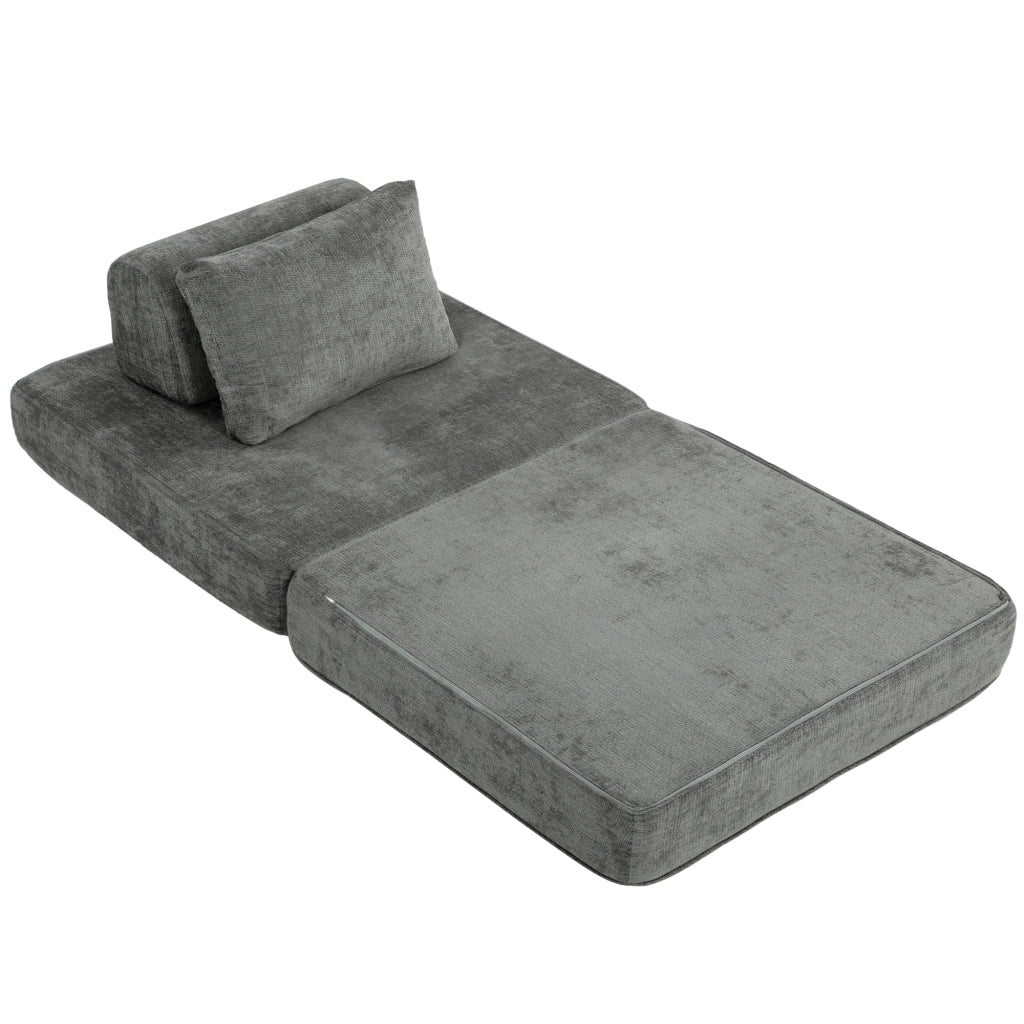 Divano letto 2 posti ¨C zephmum ¨C grigio con cuscino e chenille
