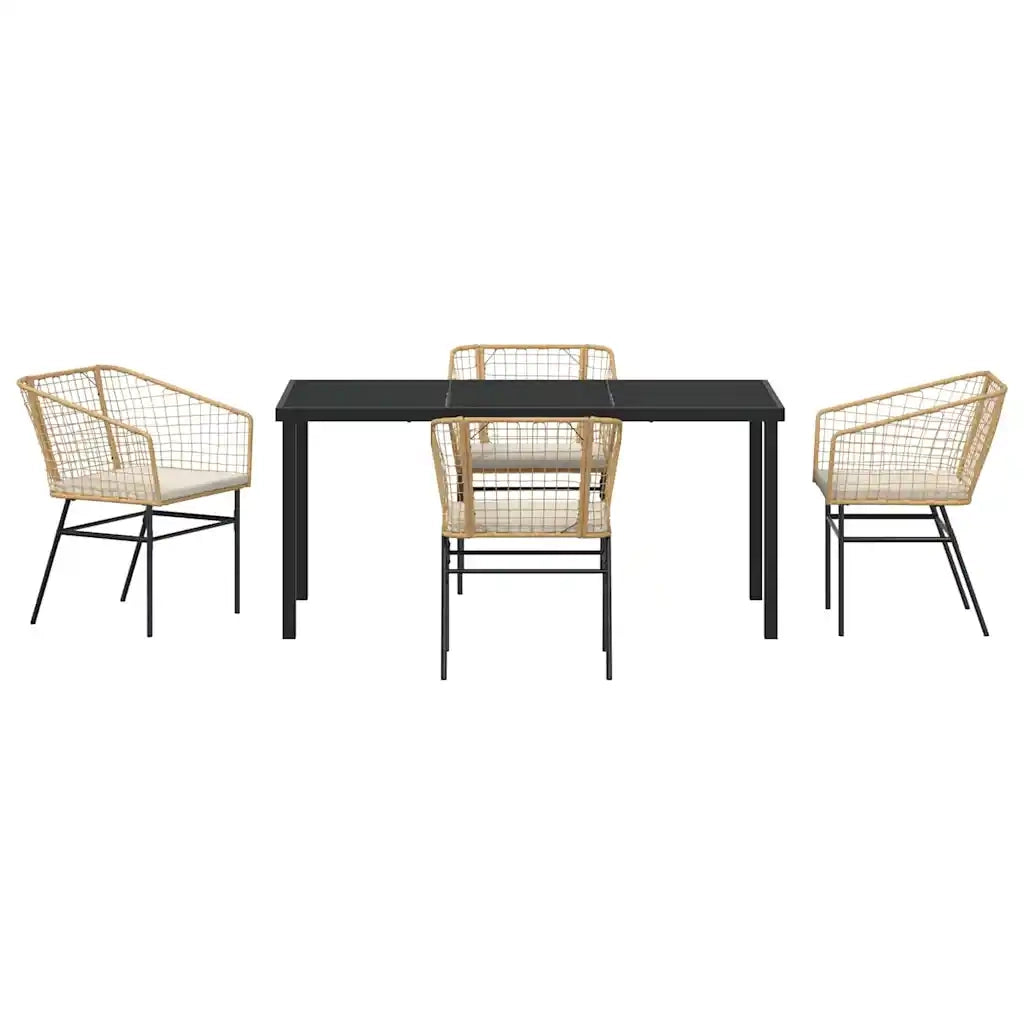 Set da Pranzo per Giardino 5 pcs Marrone polyrattan