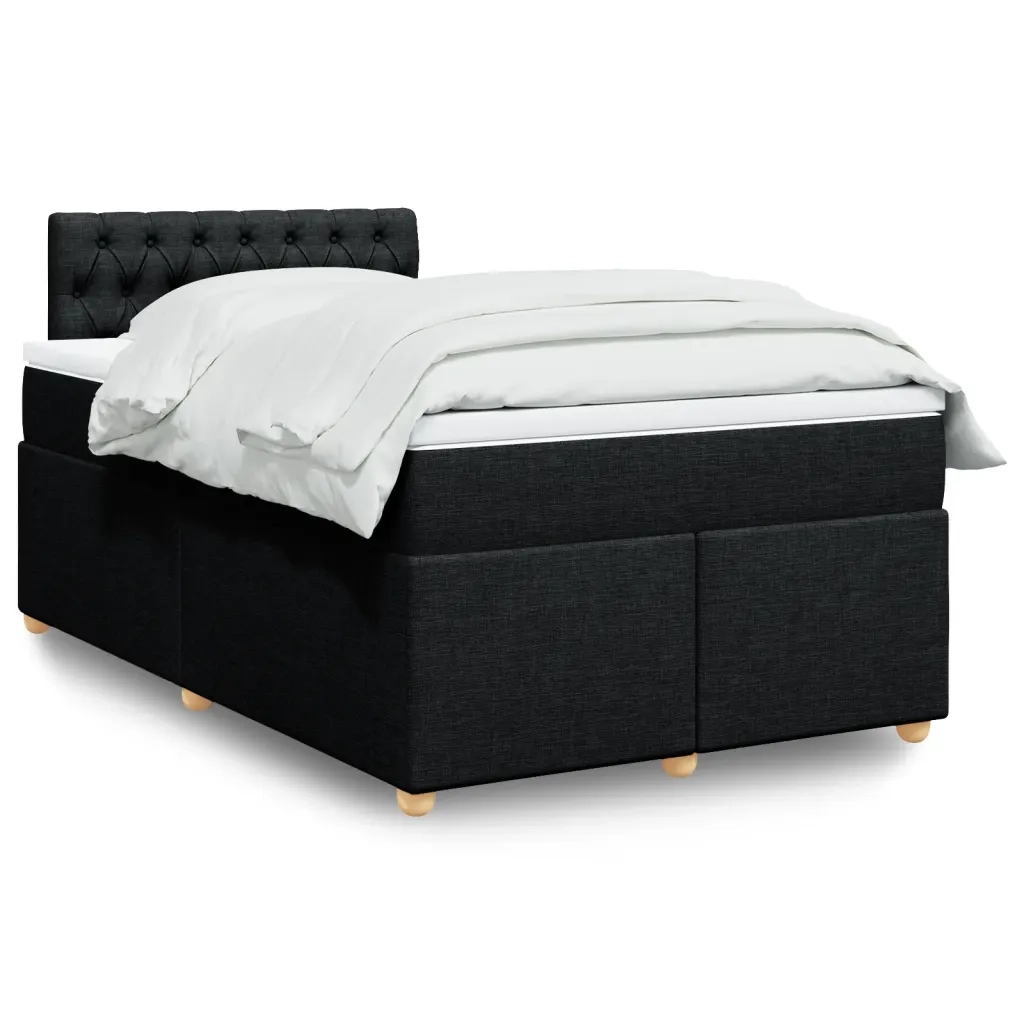 Giroletto a Molle con Materasso Nero 120x190 cm in Tessuto