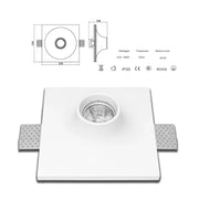 *STOCK* Portafaretto In Gesso Ceramico ad incasso CONO 220x220mm  40W GU10 IP20