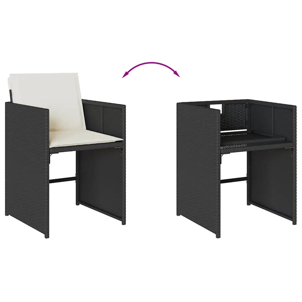 Set da Pranzo da Giardino 13pz con Cuscini Nero in Polyrattan 3211227
