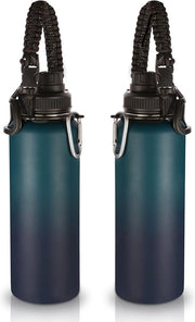 Termos 1200ml in acciaio inossidabile con maniglia in paracorda - biberon isolato a doppia parete per scuola e outdoor - notte oscura