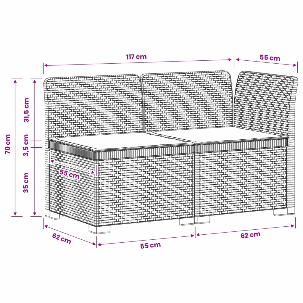 Divano da Giardino a 2 Posti con Cuscini Aspetto Rattan PP 8011937