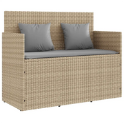 Panchina da Giardino | Panca da Giardino con Cuscini Beige in Polyrattan