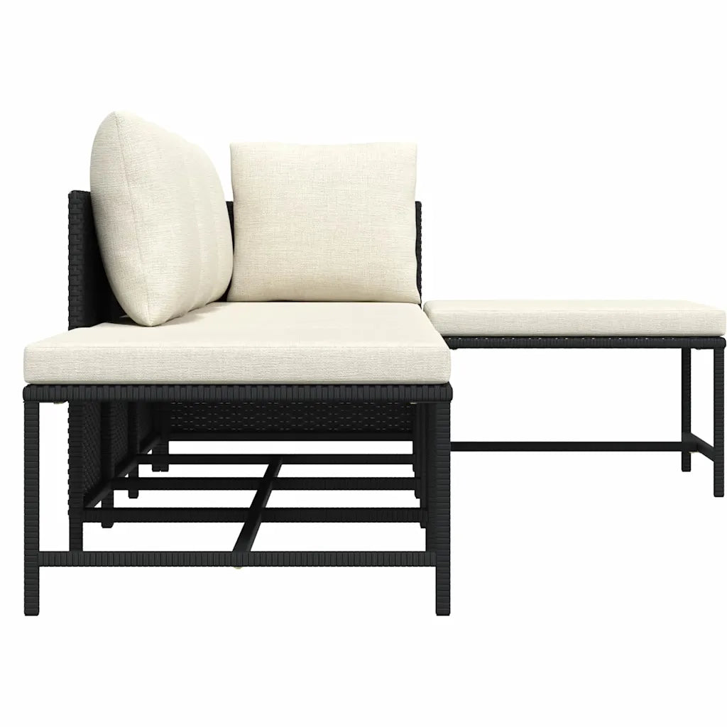 Set Divani da Giardino 5 pz | Set Salotto da Giardino con Cuscini in Polyrattan Nero