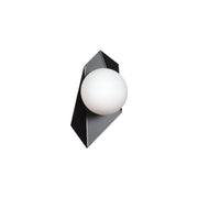 Applique Moderna 1 Luce Parvati In Acciaio Nero E Sfera Vetro Opalino