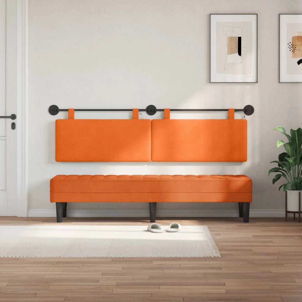 Testiera sospesa Con luce LED Arancione Tessuto in Cords 3424333