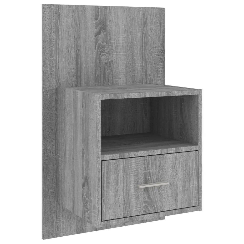 Set di 2 Comodini | Armadio da Notte | Mobiletto da notte a Muro Grigio Sonoma