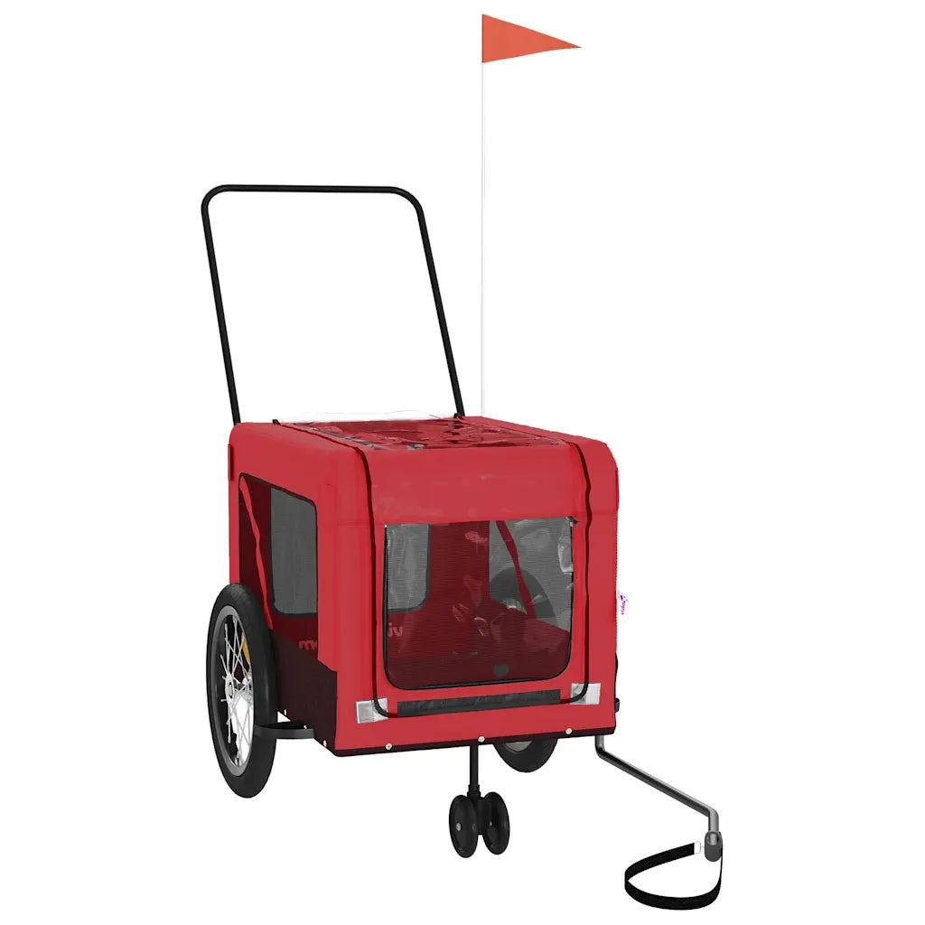 Rimorchio da Bici per Animali Rosso e Nero Oxford e Ferro CFW6418646