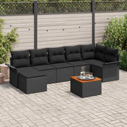 Set Divano da Giardino con archiviazione 8 pcs Nero polyrattan 3356028