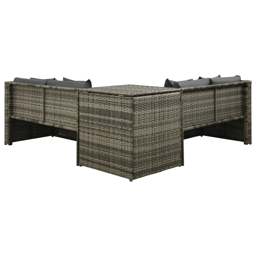 Set Divani da Giardino 4 pz con Cuscini in Polyrattan Grigio 313130