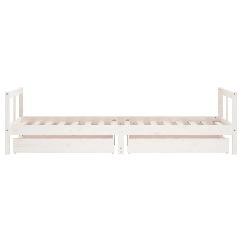 Giroletto Bambini con Cassetti-Struttura Letto Bambini Bianco 80x200cm Massello di Pino 703650