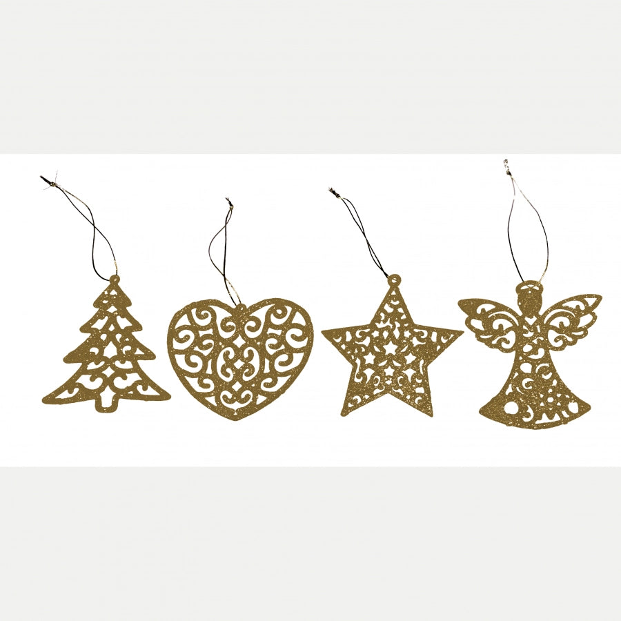ADDOBBO GLITTER ORO 10 CM, MODELLI ASSORTITI PREZZO CADUNO