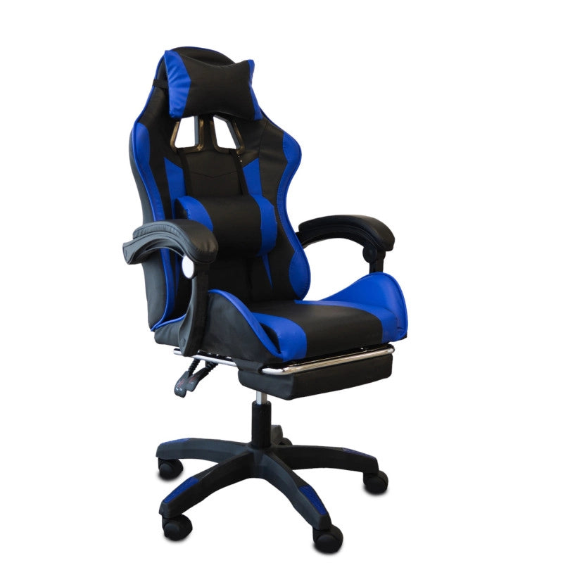 Poltrona Racing Omega con Piedi Nera/Blu similpelle