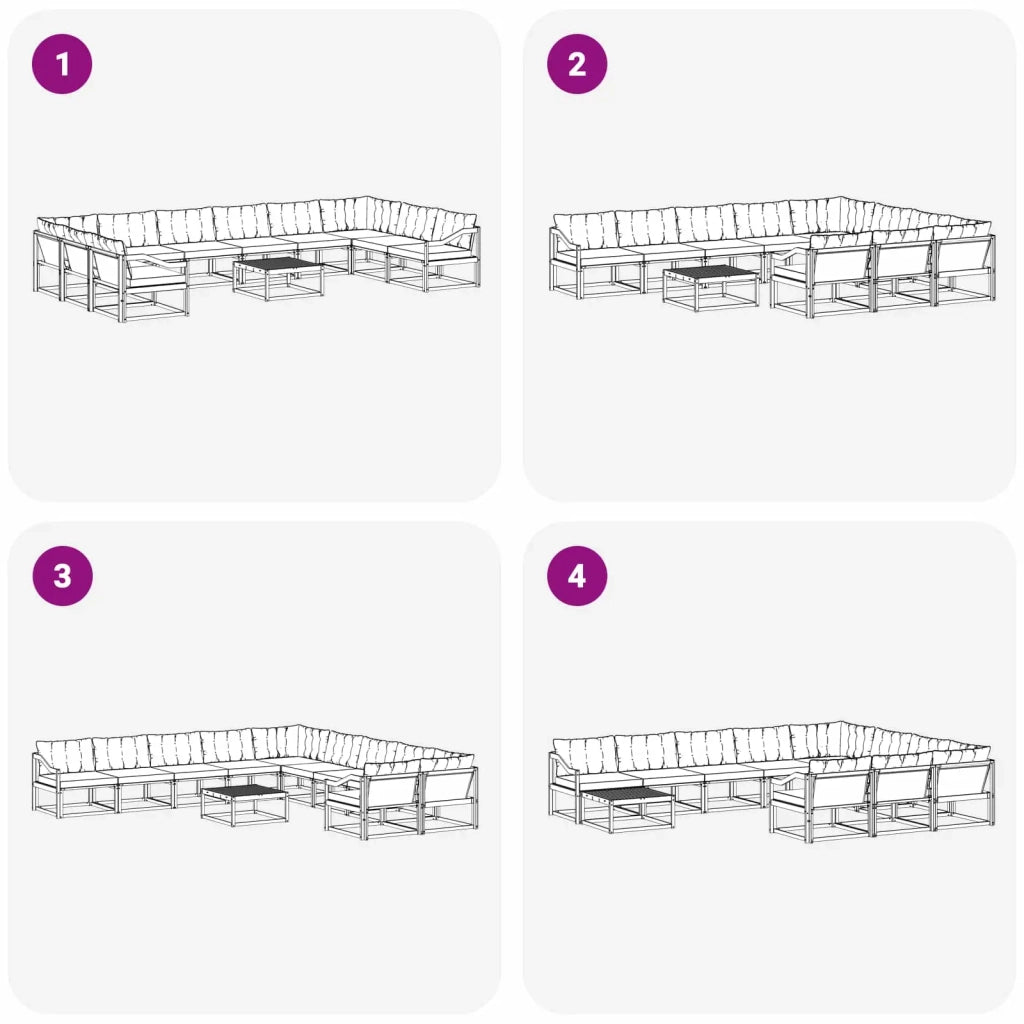 Set di divani da esterno con cuscino 11 pcs Bianco e Nero 3389150