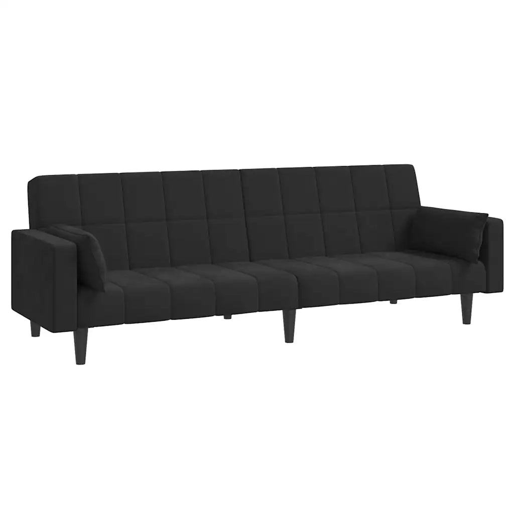 Divano letto | Sof¨¤ letto | Letto singolo a 2 Posti con 2 Cuscini Nero in Velluto