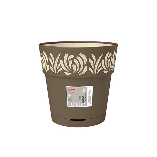 Vaso da Giardino Tondo Opera Gaia Tortora e Vanilla 25 x 25 cm Stefanplast