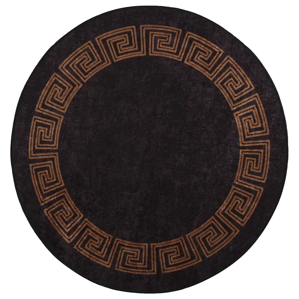 Tappeto Lavabile φ120 cm Nero e Oro 337933