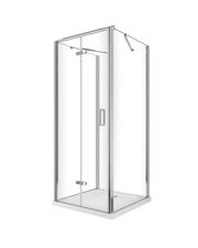 Box cabina doccia a 3 lati con apertura a libro pieghevole a pacchetto H.190 cromo trasparente anticalcare misure  62,5-65 fisse + Porta 63,8-65,8