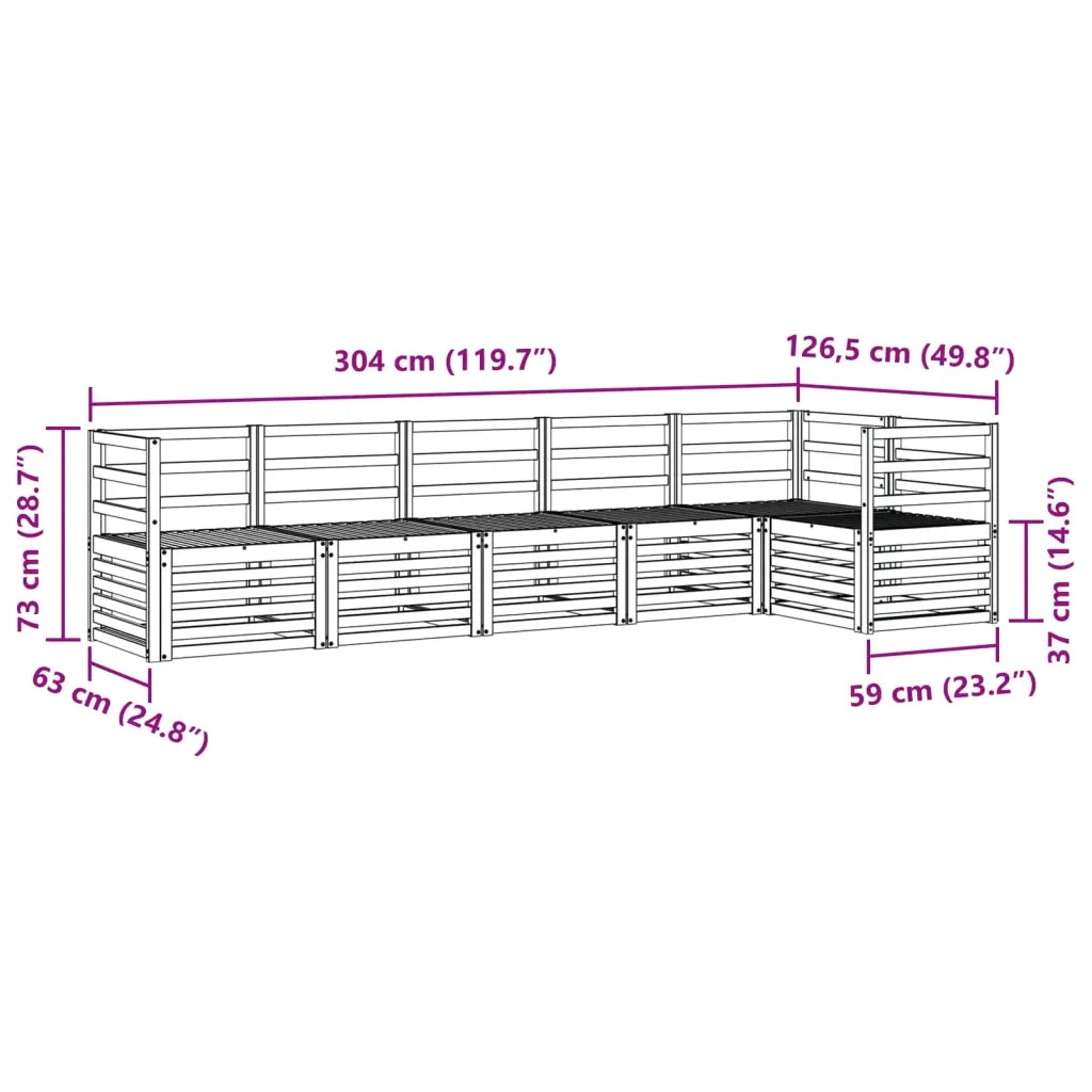 Set di divani da esterno 6 pcs Bianco 304 x 126,5 x 73 cm 3391894