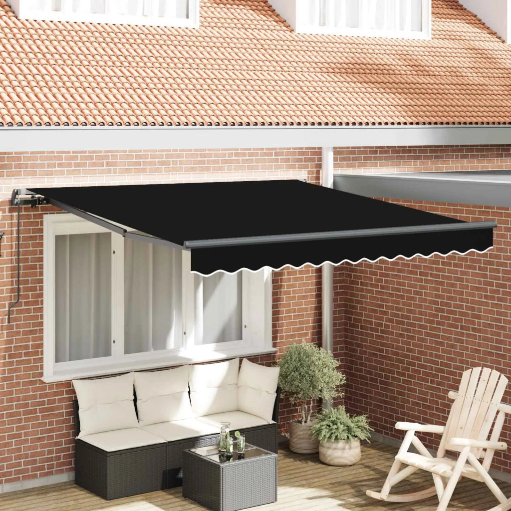 Tenda retrattile-Tenda parasole per balcone Nero 300 x 250 cm Poliestere e Acciaio