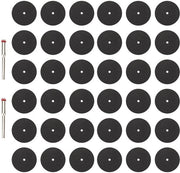 Set di lamiere di taglio 36 pezzi - 22 mm Lamiere di taglio - Ossidiana di alluminio - Per taglio/trasformazione - Inclusi 2 mandrini - Adatto per legno/metallo/plastica