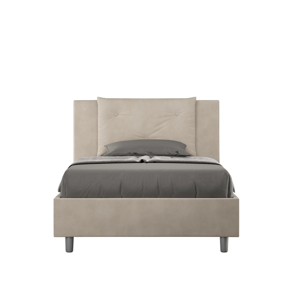 BS COM Letto una piazza e mezza contenitore imbottito 120x200 microfibra sabbia