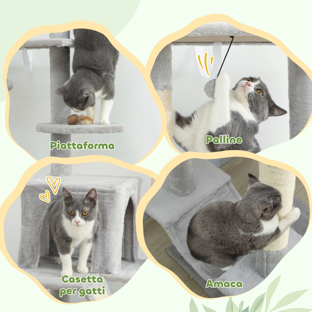 Tiragraffi a Soppalco con Casetta e Amaca ¨C Zephmum ¨C Grigio 225-255 cm