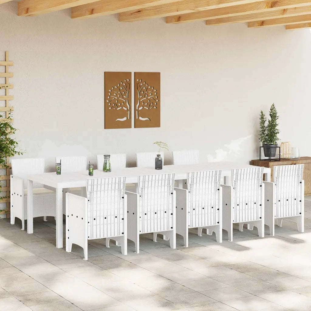 Set da Pranzo per Giardino con cuscino 11 pcs Bianco 3378766