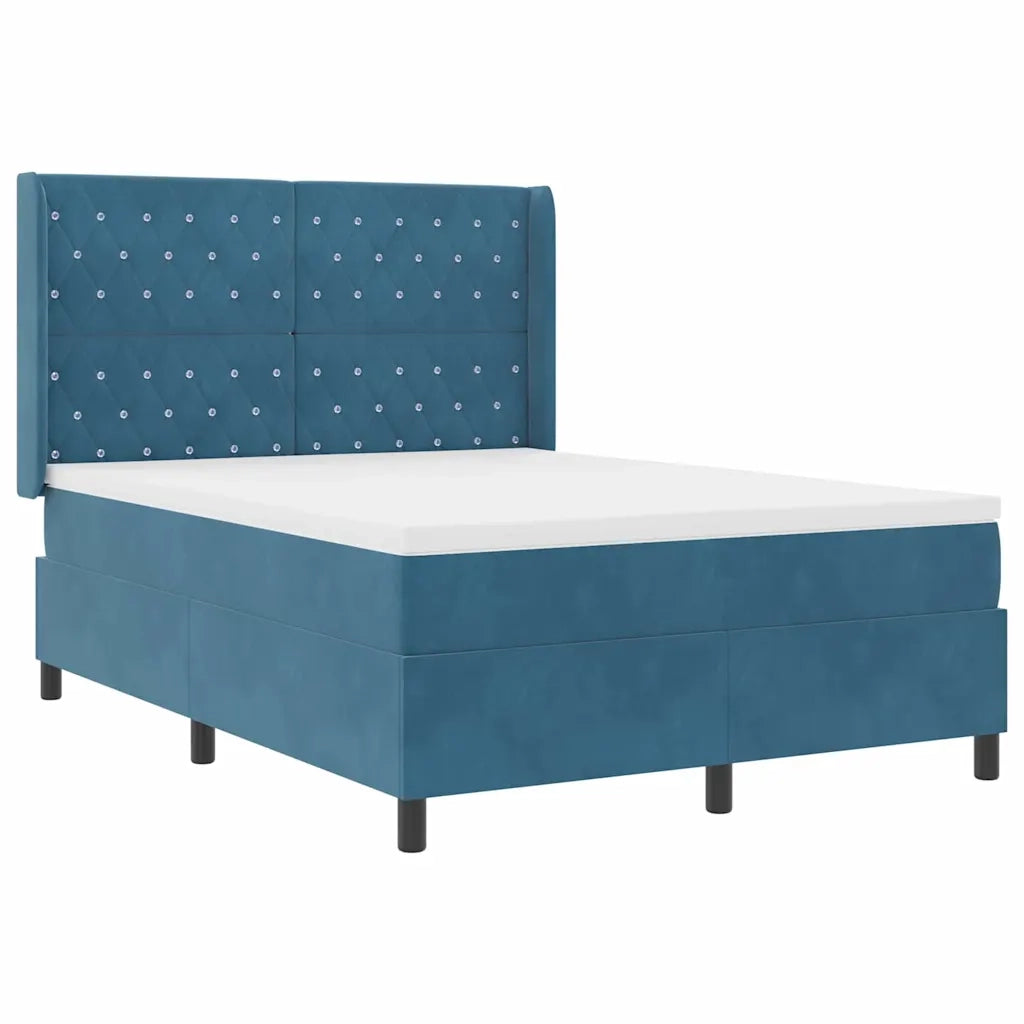 Letto a molle con strisce LED Blu 140 x 190 cm Velluto 3343812