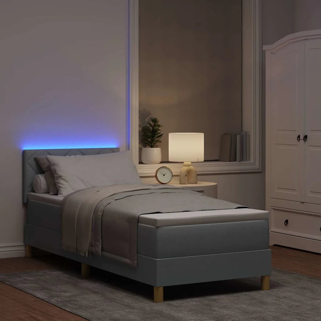 Letto a Sorgente LED Grigio chiaro 80 x 200 cm Tessuto 3342471